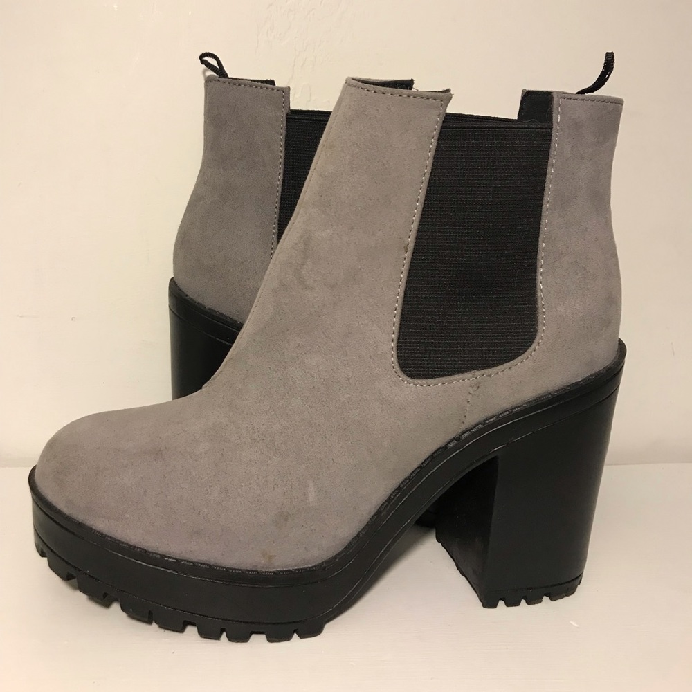 Grey platform booties